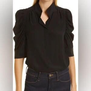 FRAME Gillian puff-sleeve silk blouse XL